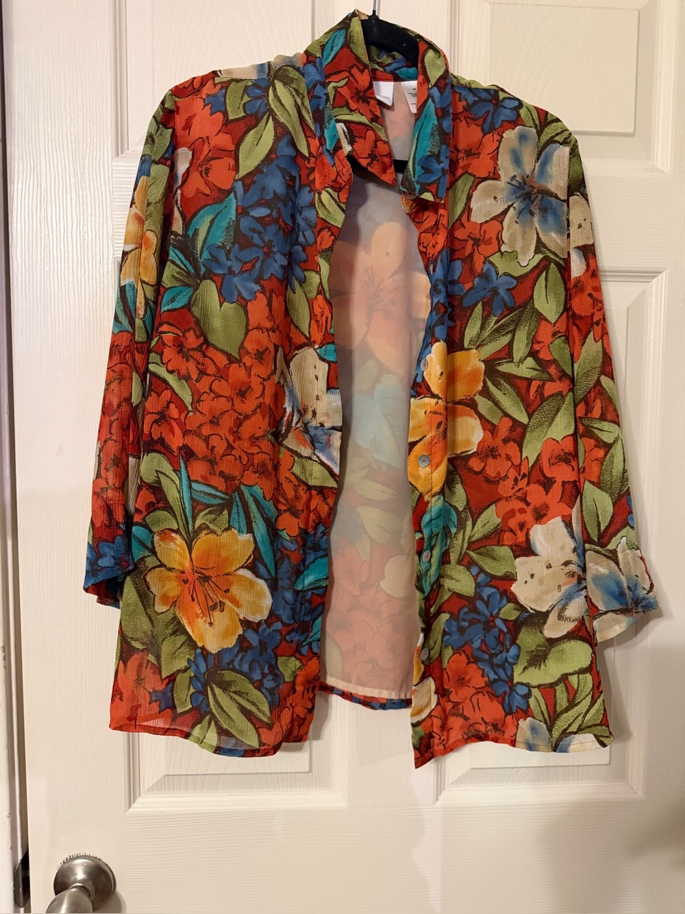 Women's floral print long sleeve button-up blouse by Alfred dunner sz 14